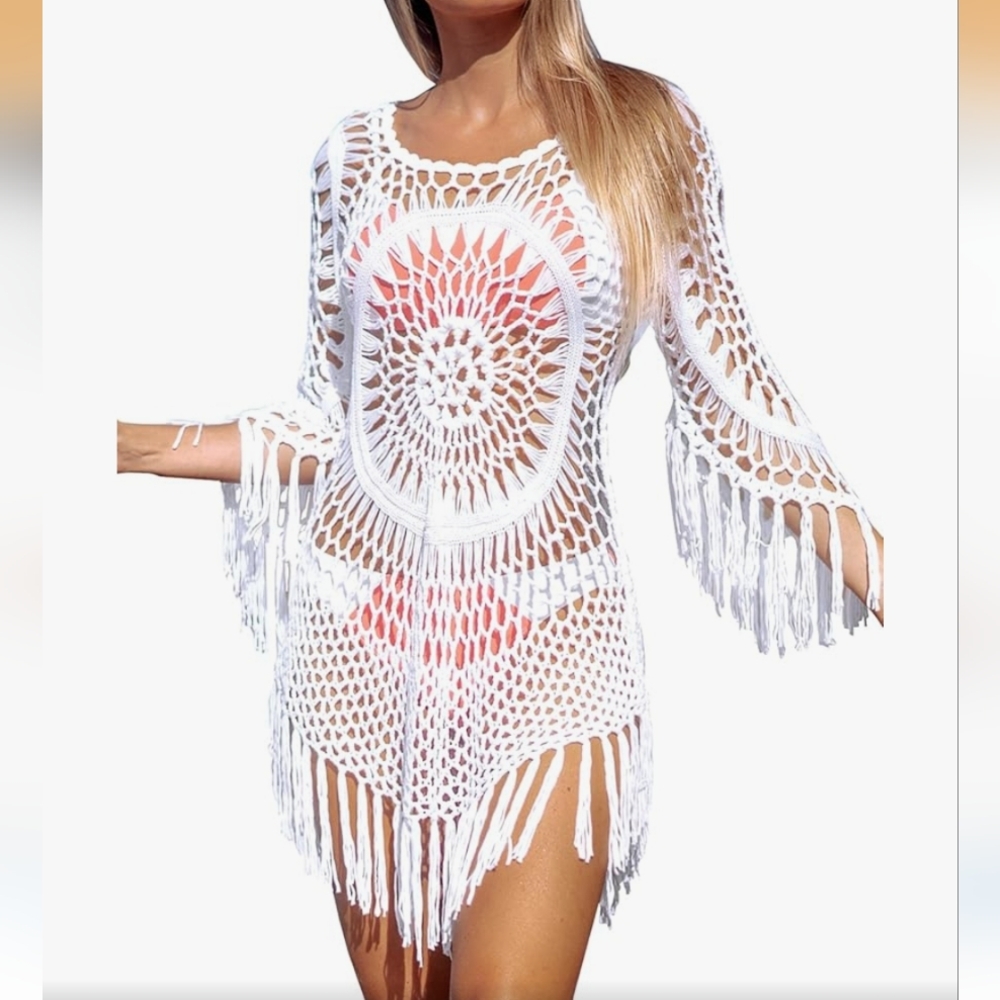 Cupshe White Crochet Swim Cover-Up